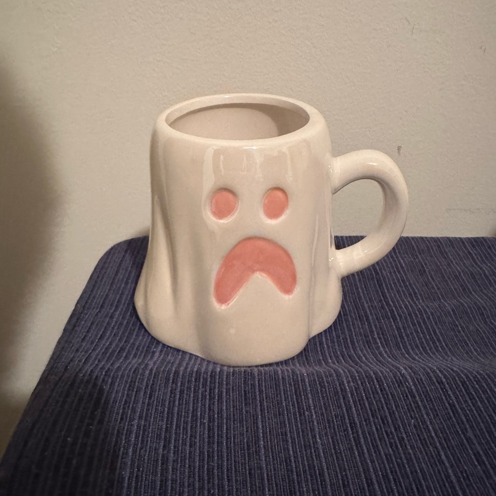 Ghost Shaped Mug with Pink Accents